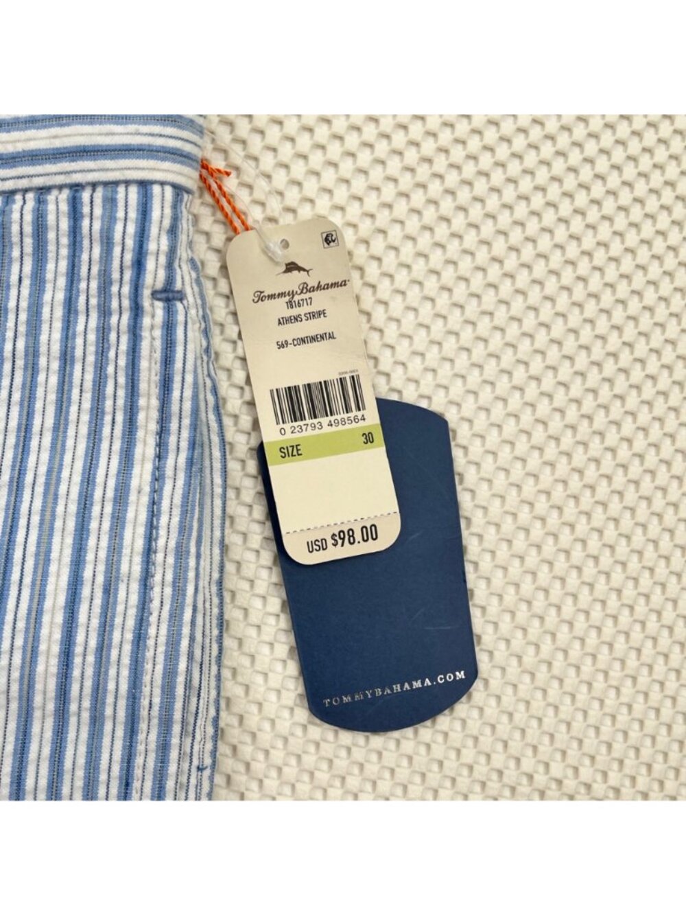 Tommy Bahama Mens Athens Stripe Blue & White Shorts Size 30 Cotton Blend NWT - Picture 3 of 6